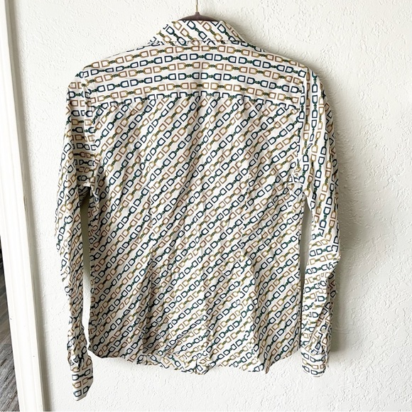 Talbots Top Women's 6 Horse Bit Button Down Equestrian Preppy Old Money - Picture 3 of 9